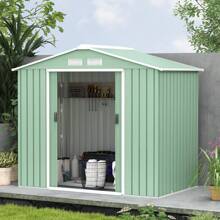 Outsunny Abri de Jardin 2,5 m² - Remise pour Outils avec Fondation - cabanon Porte verrouillable - dim. 213L x 130l x 185H cm - tôle d'acier Vert - Vert - Voir 8