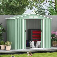 Outsunny Abri de Jardin 2,5 m² - Remise pour Outils avec Fondation - cabanon Porte verrouillable - dim. 213L x 130l x 185H cm - tôle d'acier Vert - Vert - Voir 2