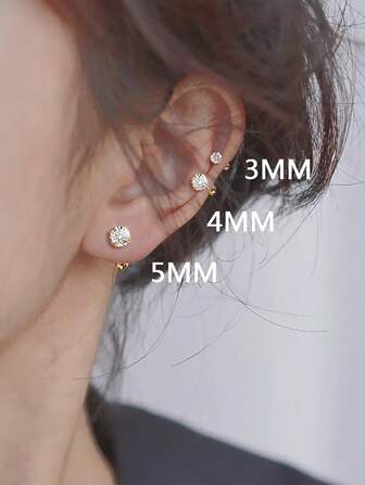 6pcs/Set Stainless Steel & Ear Bone Stud Earrings For Women