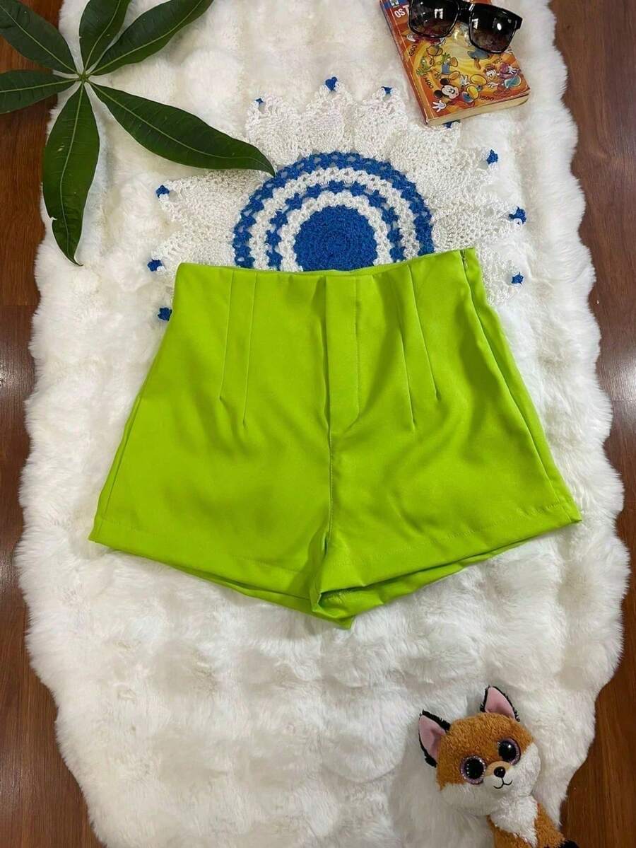 Women Shorts - 青檸色 - 查看 1