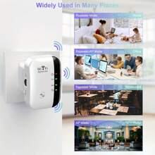 WiFi Range Extender - Boosts Wireless Network Coverage Up To 300Mbps, Long Range Repeater Access Point For Home And Office Use, US Plug - White - View 5