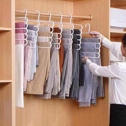 10 pièces/8 pièces/5 pièces/4 pièces/2 pièces/1 pièce Cintres de rangement pour armoire, Porte-écharpes en plastique à 5 niveaux, Cintre à pantalons, Porte-écharpes et cravates, Organisateur pour armoire