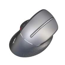HXSJ Semi-Vertical Wireless Mouse, Ergonomic Design 2.4G Wireless Mouse With Comfortable Grip, Metal Scroll Wheel And Convenient Side Design - Grey - View 10