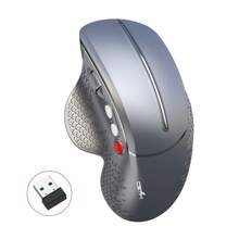 HXSJ Semi-Vertical Wireless Mouse, Ergonomic Design 2.4G Wireless Mouse With Comfortable Grip, Metal Scroll Wheel And Convenient Side Design - Grey - View 9