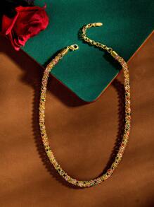 1pc European And American Style Simple Shiny Multicolor Crystal Chunky Chain Necklace, Suitable For Daily Wear And Gifting