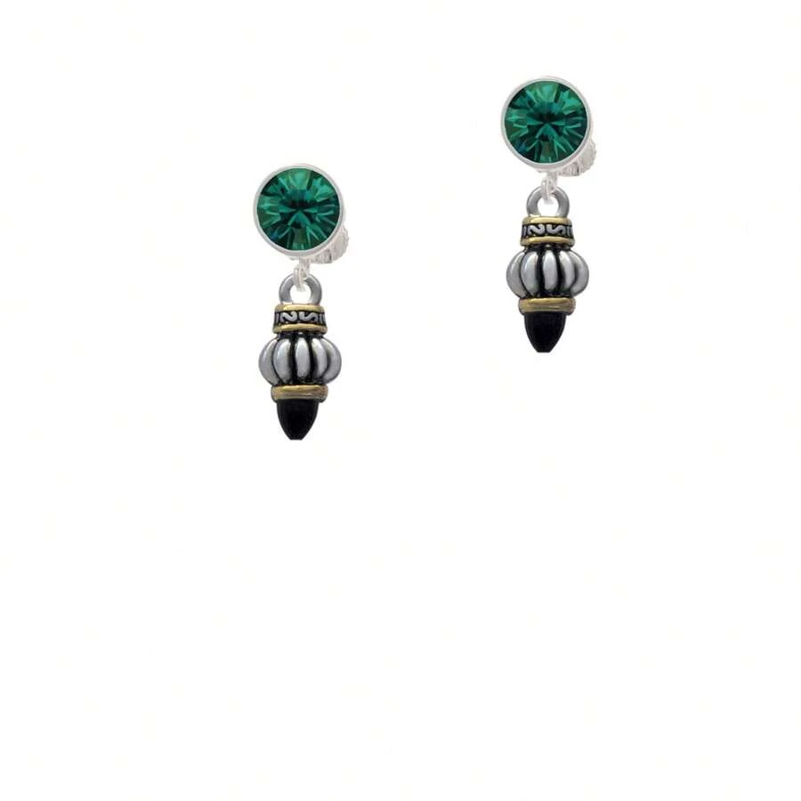 Delight Jewelry Two Tone Drop With Black Crystal Crystal Clip On Earrings - pha lê xanh - Xem 1