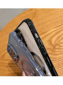1 Peça Capa de Celular Chapeamento Com Proteção na Câmera, Estojo Transparente TPU Ultrafino Induzido Magneticamente, Compatível Com iPhone16e/16/16Pro/16Plus/16ProMax/15ProMax/15/14/13/12/11