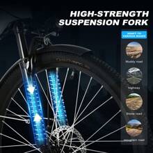 Electric Bike For Adults, 350W Ebike Full Suspension 26'' Electric Mountain Bike 36V/48V 13Ah Removable Battery, E Bike 7-Speed - 黑色 - 查看 3