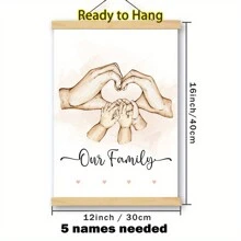 1Pc Customize Wooden Frame Hanging Scroll Painting, Personalized Surname Canvas Poster, Custom Hand Wall Art Canvas Poster, Family Art Printing Poster, Home Decoration Bedroom, Living Room, Study Decoration Painting, Perfect Family Holiday Birthday Gift, Valentine Day, Valentine Day Decor Gifts Graduation - Multicolor - View 13