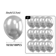 50pcs 5 Inch Chrome Silvery Metallic Helium Balloon For Birthday Wedding Party Decorations, - Silver - View 5