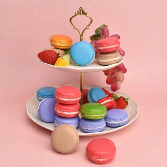 6/7 pezzi di cibo artificiale e attrezzi decorativi per macarons, utilizzati per fotografia e altro ancora.