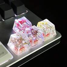 1 pieza Tecla de flor de resina ABS transparente hecho a mano para teclado mecánico, diseño OEM de altura R4 - Mejora tu experiencia de escritura - Multicolor - Ver 13