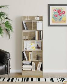 HaluPeit Bookcase, Bookcase, With 6 Compartments, Storage Shelf, Standing Shelf, For Living Room, Office, Bedroom, 24 X 60 X 170 Cm - Beige - View 4