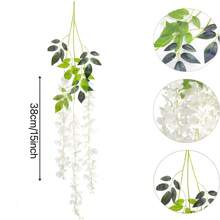 36-Pack Artificial Wisteria Hanging Flowers - Lifelike White Silk Flowers Vine Rattan Garland For Indoor Outdoor Wedding Arch Backdrop, Party Room Wall Decor, Romantic Garden Accent - Perfect For Graduation, Mothers Day, Thanksgiving, Valentines Day Celebrations - 白色 - 查看 9