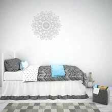 6pcs Large Mandala Stencils For Painting On Wall, 11.8 Inch Quarter Mandala Stencils Reusable, Floral Damask Templates, Lotus Drawing Craft Stencil Art Supply For DIY Tile Furniture Canvas Outdoor Indoor Home Decor Back To School - Milky - View 6