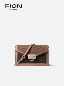 FION Small Leather Square Shoulder Bag In Signature Canvas Women Fashion Leather Crossbody Bag Lightweight For Daily Work Use FAAFIZU019 - Brown - View 3