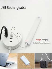 1pc LED Wireless Motion Sensor Cabinet Light, Wireless Magnetic USB Rechargeable Night Light 10/20/30/50cm For Kitchen, Bedroom, Cabinet, Wardrobe, Staircase, Corridor Safety Lighting (200mAh/350mAh) - Cool White - View 6