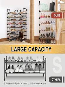 Zapatera Organizador, Rganizador Zapatos Rack de Acero Inoxidable, Organizador para Zapatos y Juguetes, Zapatero para Entrada, Puerta, Garaje, Dormitorio, Guardarropa (8Niveles) - Rosa - Ver 4