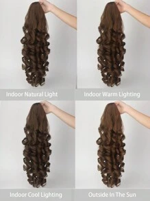 Brown Synthetic Ponytail Extension Extra Long Wavy Claws Clip Ponytail Braid Wave Curl Hair Clip Hairpiece For Women's Daily & Party Use