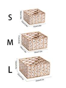 1 Stück handgewebter Aufbewahrungskorb, multifunktionale Desktop-Snackaufbewahrungsbox, Wohnzimmer Spielzeug Organizer, Behälter für Schlüssel & kleine Gegenstände, geometrisch gewebte bohemische Körbe, Holz-Rattan Pflanzenhalter, natürliche gemischte Seildekorationen für Küstenvibes Outdoor - Quadrat - Übersicht 3