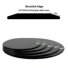 36" Inch Round Tempered- Glass Table Top Black- Glass 2/5" Inch Thick Beveled Polished Edge - As the Picture Shows - View 8