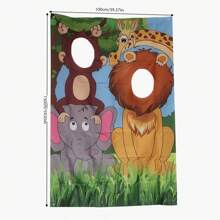 Jungle Animals Themed Photo Booth Backdrop, Entertainment Game Banner Design - Multicolor - View 2