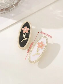 1个复古花卉珍珠发夹，优雅日常发夹 - 彩色 - 查看 6