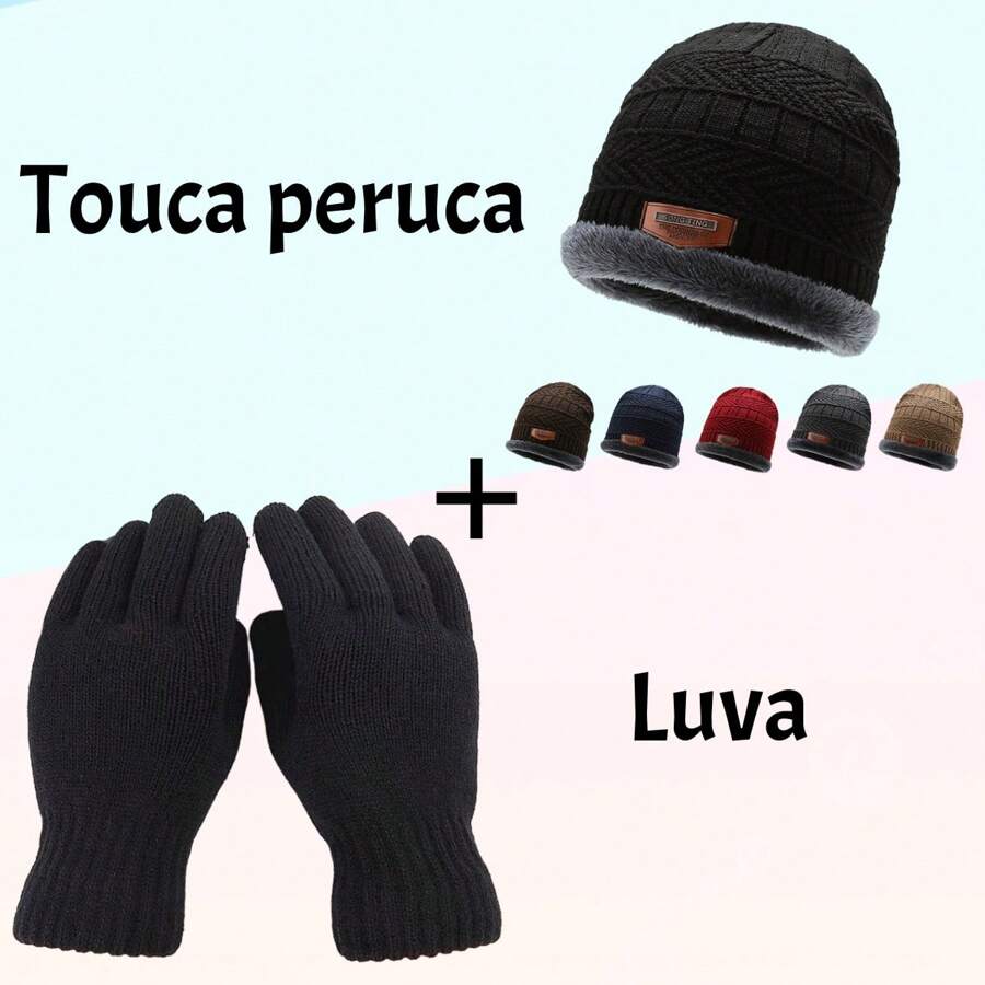Men Hat Set - ランダムキャップ+グローブ - チェックする 1
