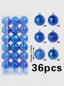 36pcs Blue Christmas Ball Ornament Set For Christmas Tree Decoration Birthday Home Decor Christmas Decorations Room Decor Winter - Multicolor - View 4