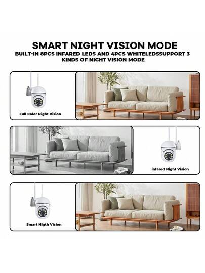 8MP/5MP 1080P HD, Dual 2.4G+5G WiFi 2.4G WiFi, Slimme Outdoor/Indoor PTZ Security Camera Auto Tracking, Alarm, Night Vision, Floodlight AI Motion, 350° Horizontal 90° Vertical Rotation Home view 4