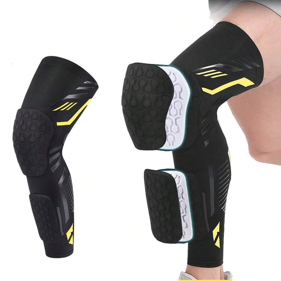 1pc Knee Braces, Crashproof Knee & Calf Pads, Thigh Compression Leg Sleeves Protection For Youth Adults Sports Football Basketball Volleyball Running Baseball