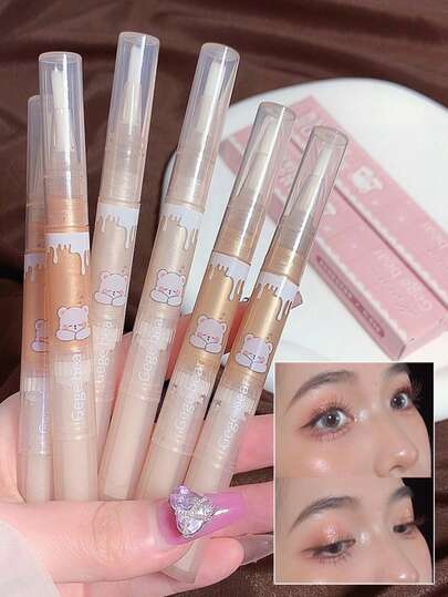 Gege Bear Rainbow Liquid Highlighter, 1pc 2g, Pearlized Waterproof Sweatproof Face Highlighter & Diamond Body Shimmer Highlighting Stick