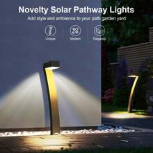 6pcs Solar Pathway Lights Outdoor, Waterproof Solar Powered Landscape Lights, 12 Hrs 7-Shape Solar Ground Stake Lights Decorative For Backyard Patio, Auto On/Off Solar Lights For Outside Landscape Path Yard Walkway Driveway - 溫暖的 - 查看 5