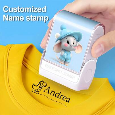 1pc Personalized Custom Name Stamp, Waterproof, Perfect For Clothing And Accessories, Customizable With Fun Cartoon Designs, High-Quality And Long-Lasting Ink, Ideal For Organizing Personal Items, Convenient And Easy To Use Self Inking Stamps Personalized Wedding Gifts, Treasure Finds, Personalized Christmas Ornaments Back To School,Back To School,School Supplies,Multi-Functional,Ornamental,Reusable,Modern,Colorful,Cute,Vintage,Cartoon,Kawaii,Custom,Personalized,Unique,Customized,Workers,Clients,Students,For Business/Work/Office,For School,Office & School Supplies,Xmas Decoration