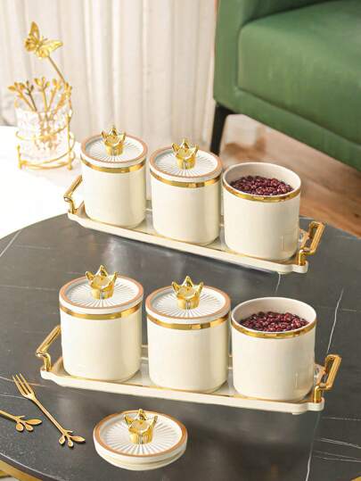 1 件/4 件/套塑料多功能储物罐，密封容器带托盘圣诞礼物