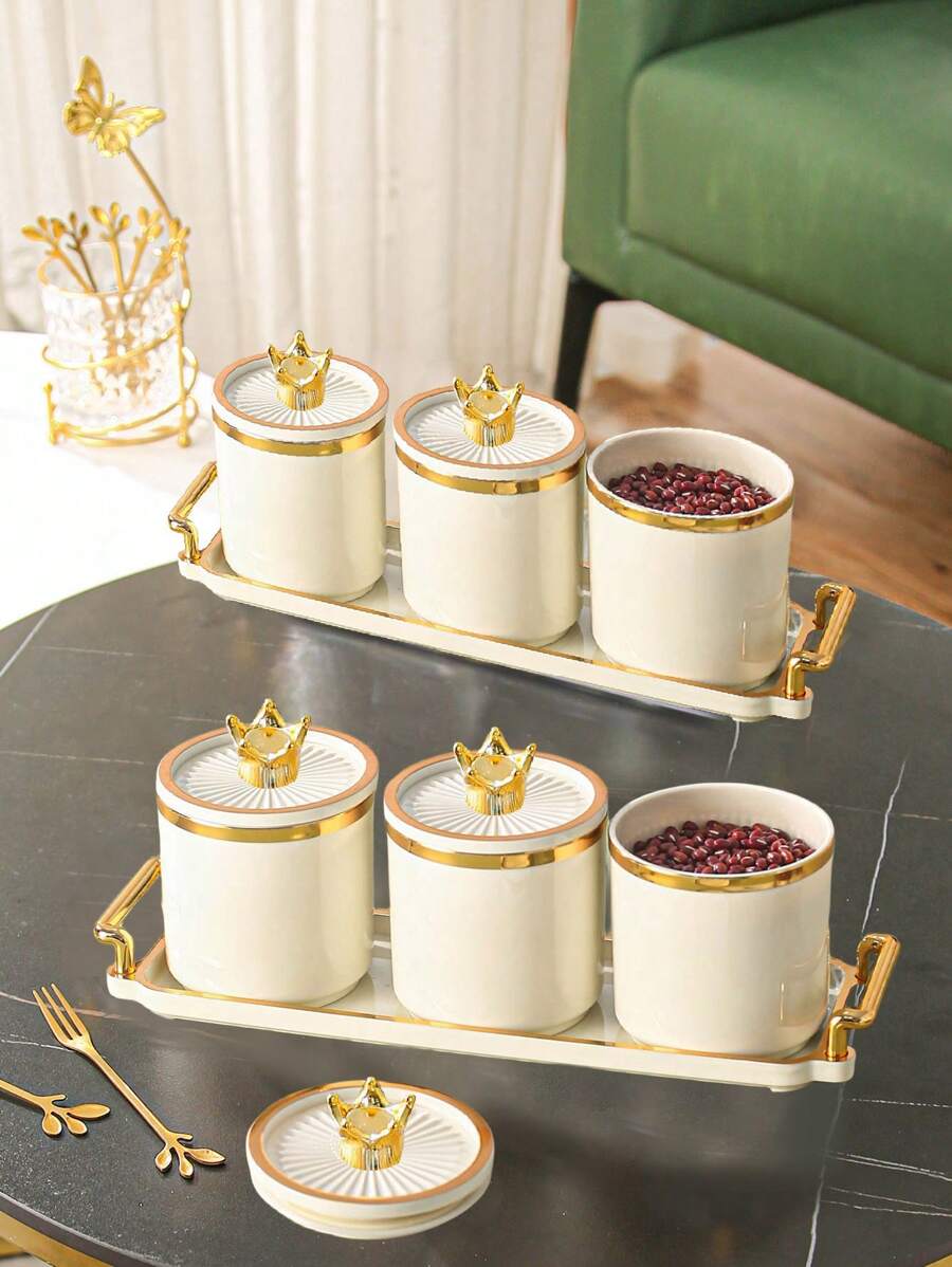 1 件/4 件/套塑料多功能储物罐，密封容器带托盘圣诞礼物 - 無色 - 查看 1