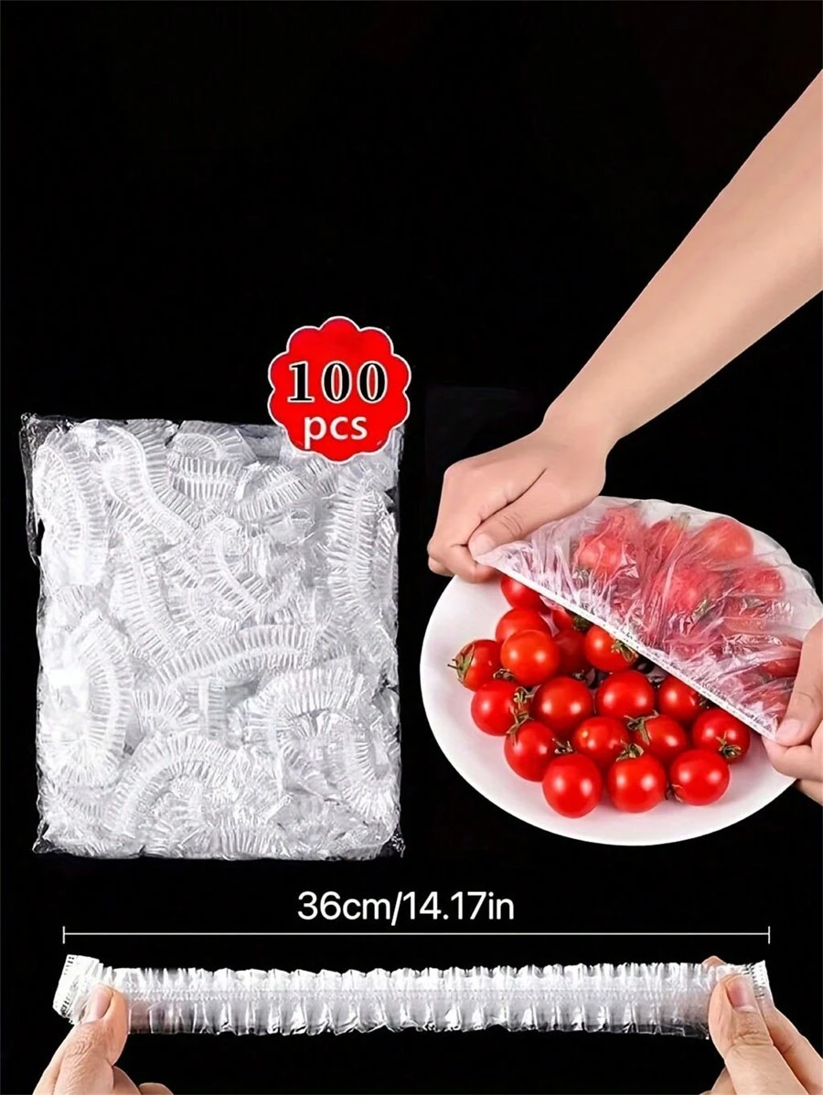 100pcs/200pcs/300pcs Reusable Silicone Stretch Lids, Food Fresh Keeping Covers, Universal Elastic Seal Wrap For Bowls, Cups, Containers - Transparent - View 1