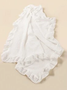 1 pieza Manta suave y transpirable con volantes de gasa para bebé, adecuada como manta de envolver, manta parasol para cochecito, toalla de baño y mantel para la guardería, ideal para el Día de San Valentín