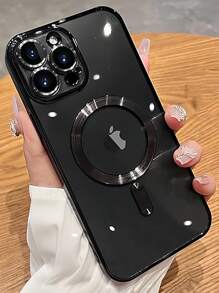 1 Peça Capa de Celular Chapeamento Com Proteção na Câmera, Estojo Transparente TPU Ultrafino Induzido Magneticamente, Compatível Com iPhone16e/16/16Pro/16Plus/16ProMax/15ProMax/15/14/13/12/11