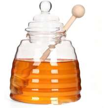 Chai mật ong thủy tinh Borosilicate cao, chai đóng gói mật ong, que khuấy trong suốt, xi-rô sáng tạo và lọ mứt - trắng - Xem 7