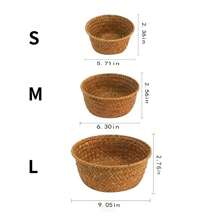 Woven Storage Basket, Round, For Kitchen Garlic & Ginger, Foyer Tabletop Organizer - Multicolor - View 9