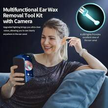 Visual Ear Pick,Intelligent Visual Ear Scoop,Ear Wax Removal,Ear Cleaner HD Camera,Smart Visual Earwax Cleaning Tool With 6 LED Lights,6 Ear Scoop Ear Tips Replacement,Ear Cleaner For IOS & Android - Black - View 8