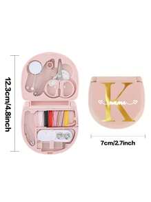 1 Pc Customized Name Travel Sewing Kit With Organizer Case Embroider Set Emergency Repair Tools Box Portable Needlework Accessories With Threads Scissors Hand Sewing Needles Personalized DIY Name Travel Accessories - Pink - View 2
