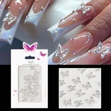 GLOZ 美甲水钻凝胶套装，包含银色水钻蝴蝶、凝胶指甲油，适用于3D水钻设计，超强粘性，美甲宝石凝胶，适用于美甲、珠宝、水晶珠、钻石等。 - 無色 - 查看 3