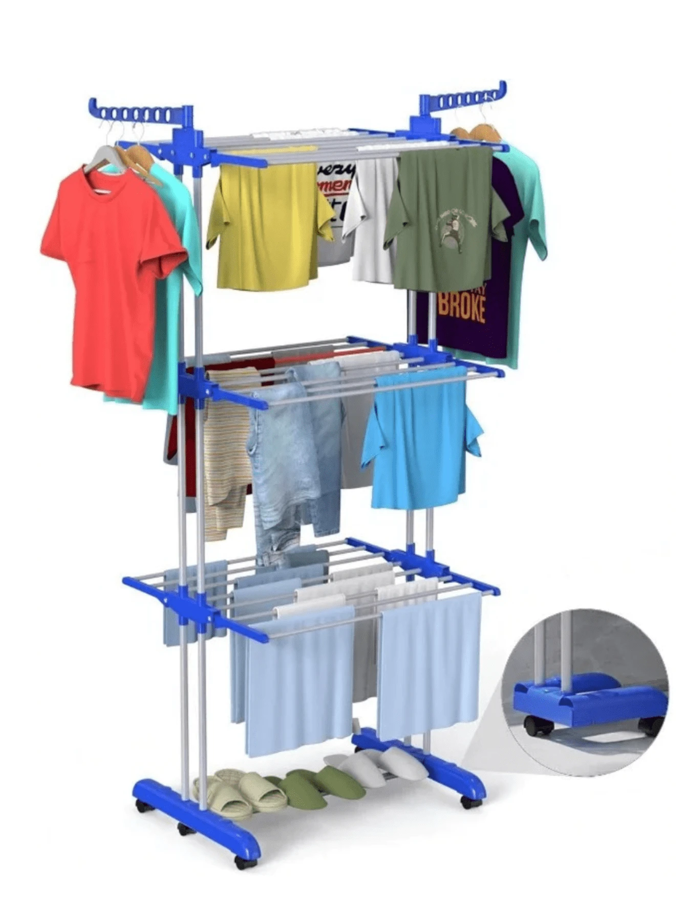 Retractable Clothesline 3Tier Grid Foldable Portable