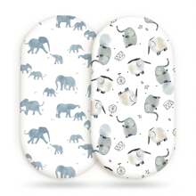 2 Packs Stretchy Ultra Soft Fitted Bassinet Sheets, Universal Fit For Bassinets Baby Cradle Moses Basket Oval Rectangle Mattress, Pad And Snug, Stylish Print Baby Sheets - Multicolor - View 14