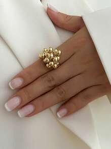 1 pieza Anillo ajustable con espiral de metal multielemental vintage y único, con adorno de perla falsa, joyería adecuada para el uso diario, festivales, fiestas, vacaciones, sesiones de fotos, desfiles de moda, accesorios decorativos y regalos para mujeres