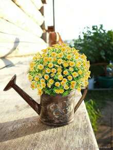 10 Bundles Artificial Daisy Flowers Outdoor Fake Flowers For Decoration No Fade Faux Plastic Flower Garden Porch Window Box Decor Party Office Home Wedding Decor - Yellow - View 5