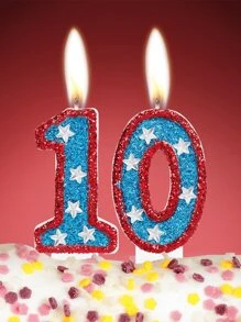 1pc Birthday Number Candle Red And Blue Sequin Number 0-9 Candle American Flag Perfect For Independence Day And Element Party Supplies Cake Decorations,Christmas