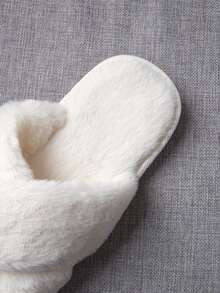 Pantuflas cruzadas esponjosas, pantuflas de mujer de estilo coreano con suela gruesa y antideslizante, adecuadas para primavera y otoño - Blanco - Ver 8